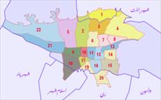 نقشه GIS مناطق شهری تهران